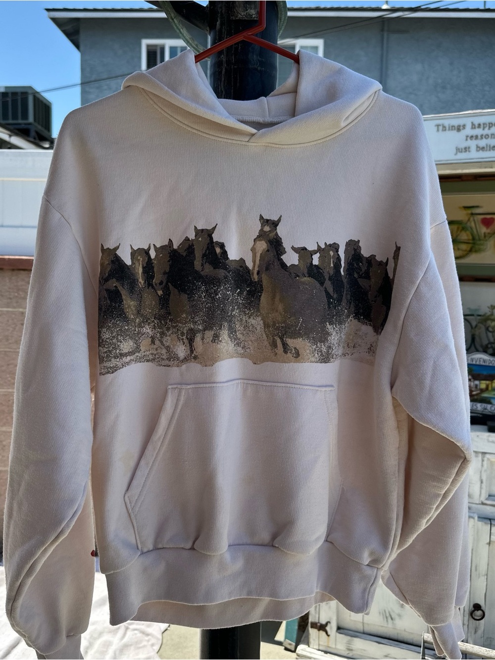 Darling Cream Hoodie Sweatshirt with Horse Graphic